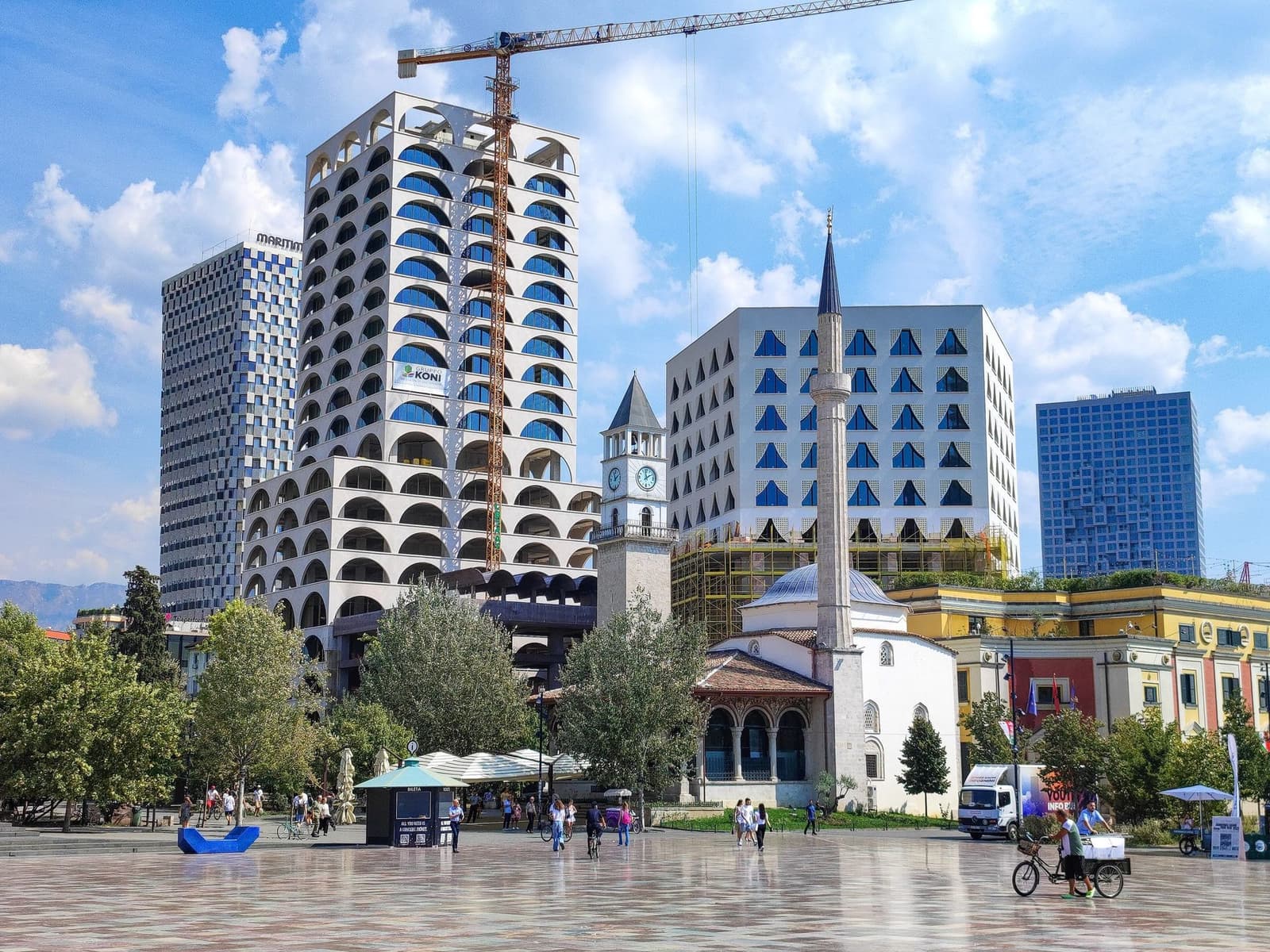 Office towers on Skanderbeg Square in Tirana