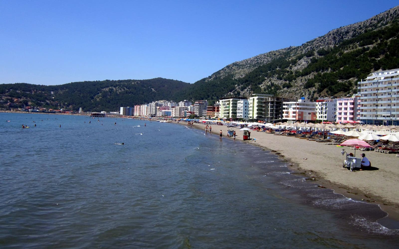 The beach and seafront at Shëngjin